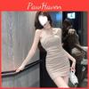 Krótka stójka bodycon w stylu ulicznym, bez rękawów, na lato