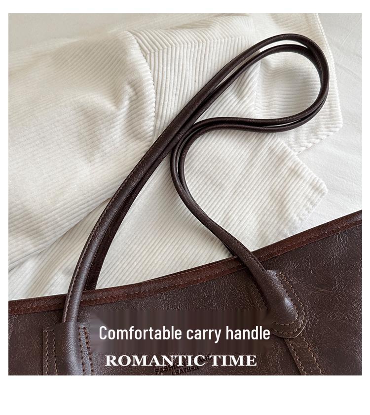 Versatile Retro Tote Bag - Large-Capacity Shoulder Bag for Commuting and Leisure, Korean Style