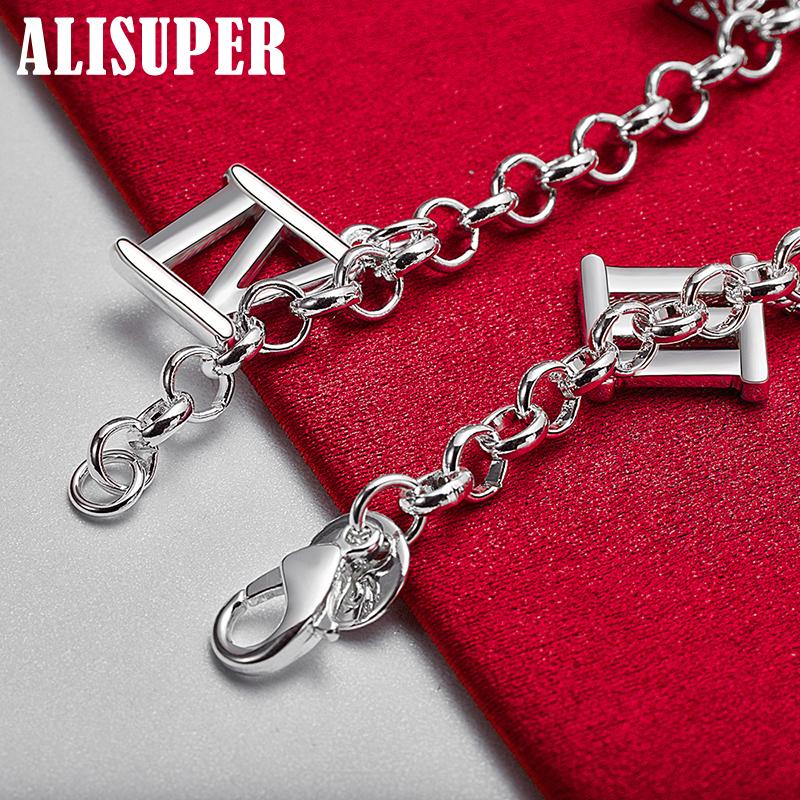 Gioielli con bracciale pendente con cinque numeri romani in argento sterling 925