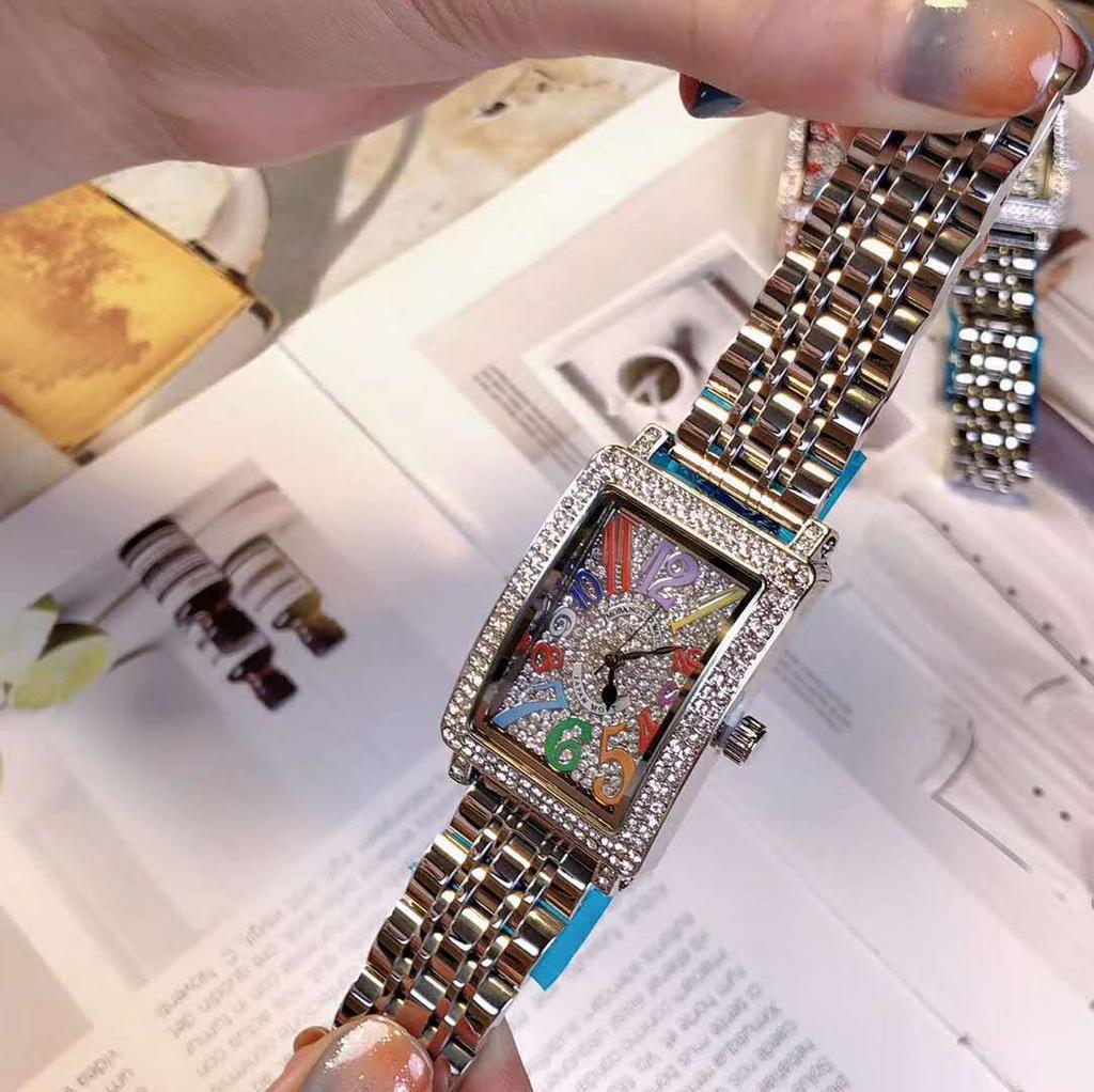 Watch Ladies Fashion Retro Steel Belt Digital Rectangle Bracelet Tide Diamond Watch