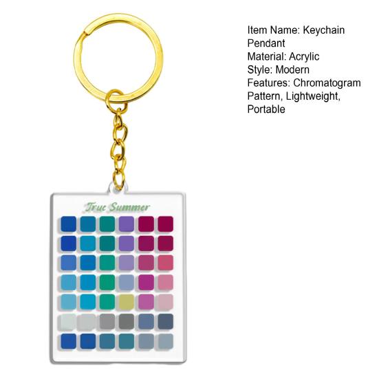 Pendentif Porte-clés Acrylique Motif Chromatogramme d'Été Porte-clés Portable avec Chaîne Métallique Accessoire Léger pour Sac à Dos