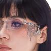 Latest Sweet Cool Star Diamond Small Frame Elliptical Eyeglasses Japanese Y2k Spicy Girl Style Anti Blue Ray Eyeglasses