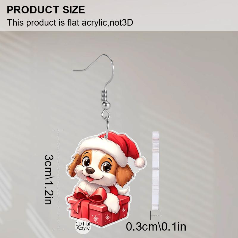 Christmas Gift-Animals Collection Acrylic Women's Fashionable Drop Earrings, Cute Cat & Dog Shape Designed Earrings for Women's Daily Wear