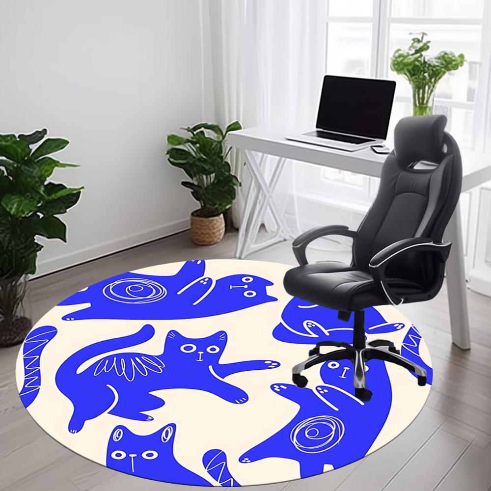 1pc Cat Pattern Office Round Area Rug, Indoor Mat Suitable For Office, Under Office Chairs Bedroom Living Room Home Decor, Room Deco