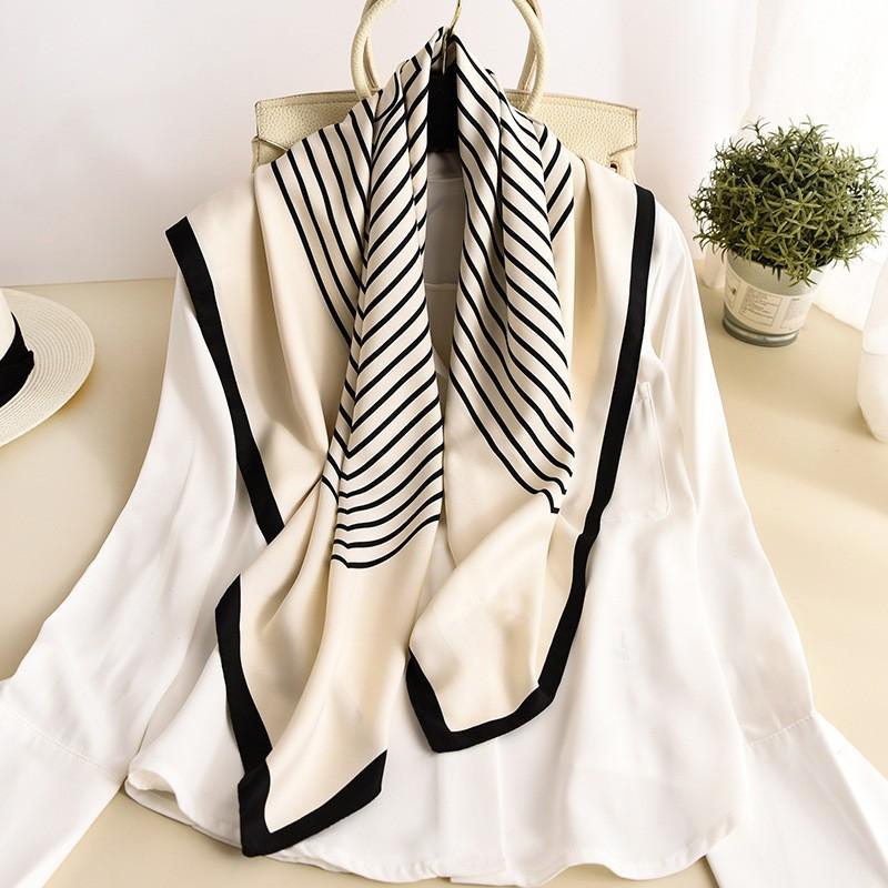 Korean Style Striped Square Scarf For Spring Autumn Warmth Sun Protection