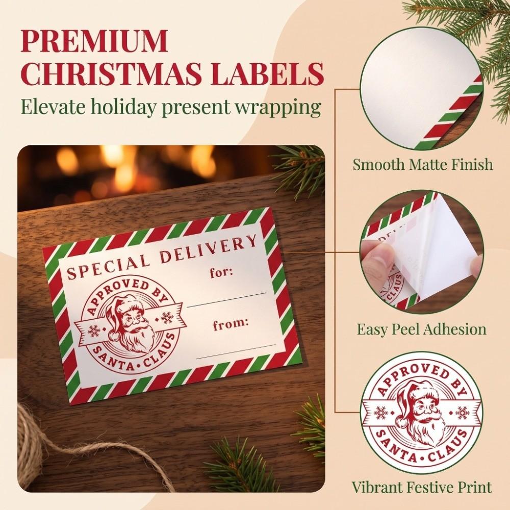 60pcs Elk Elk Santa Mail Labels Fill-In To/From Fields Christmas Gift Labels Christmas Holiday
