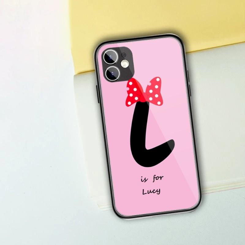 

Милый чехол для телефона с буквами алфавита и цветами для IPhone 13 12 11 XS X 8 7 6 Plus Mini Pro Max SE 2022, черный стеклянный чехол из ПК и ТПУ iPhone SE 2020-2022