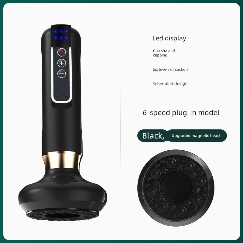 Electric Gua Sha Scraping Massager Cupping Device For Home Gua Sha Scraping Massage Tool Scraping Scrubbing Brush Negative Pressure Cupping Machine 6-Speed Plug-In Black