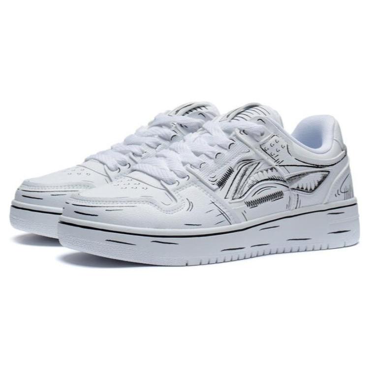 Li Ning Tianji Skateboard Shoes Women's Low Top White/Black AGCT376-2