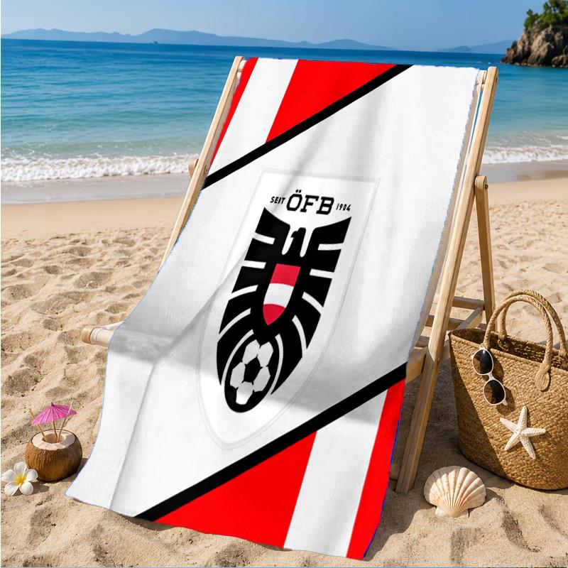 Asciugamano da Spiaggia Emblema Calcio Austria, Asciugatura Rapida, Facile da Curare, Adatto Sia per il Fitness che per le Vacanze al Mare, Essenziale Sportivo