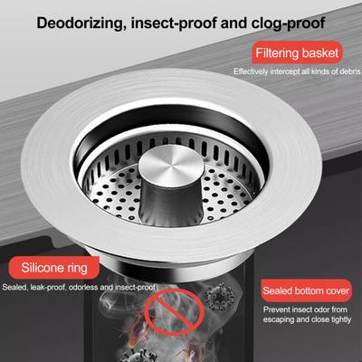 Stainless Kitchen Fit Sink Filter 3-in-1 Steel Fruit Vegetable Sink Strainer