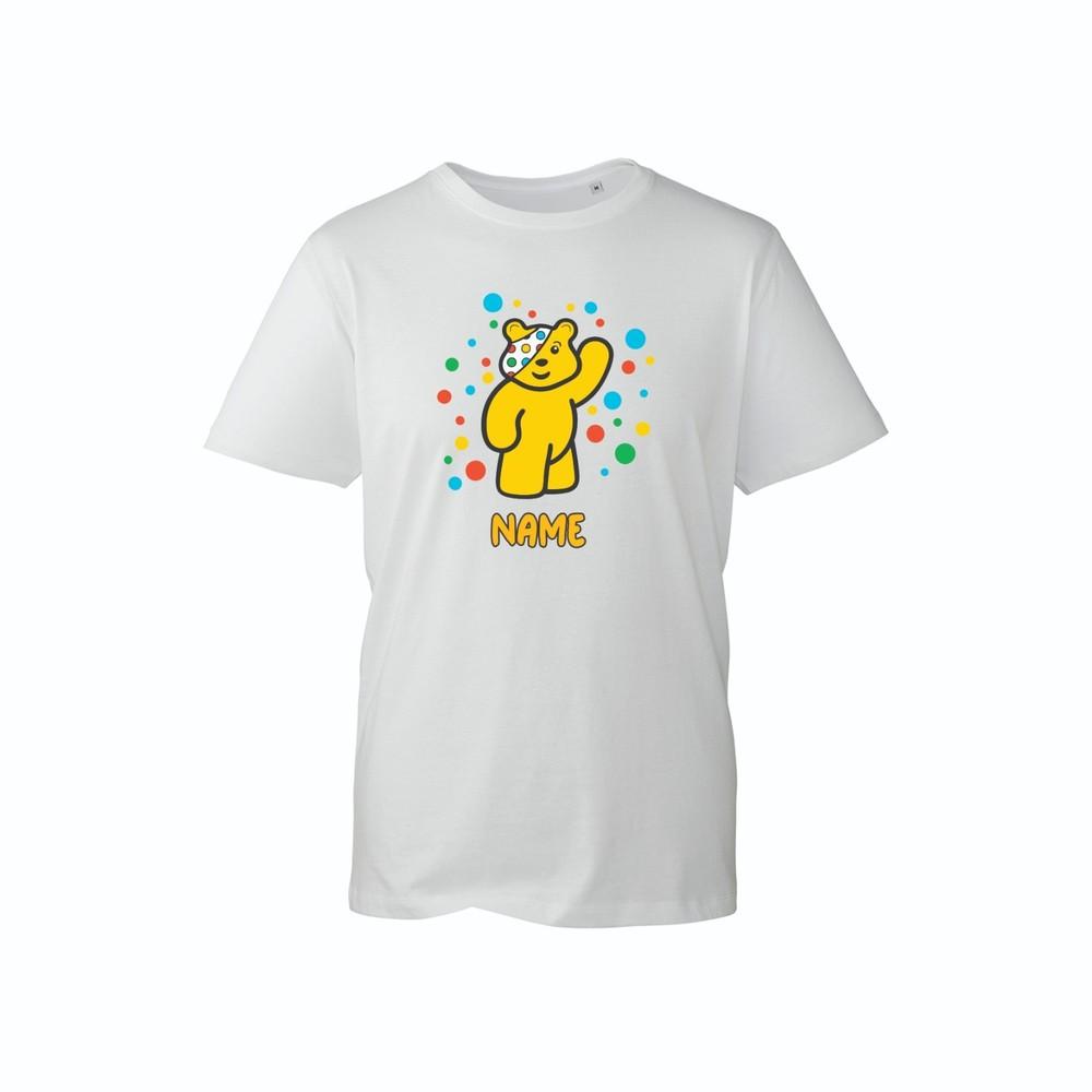 Cute Yellow Bear TShirt Personalized Name Gift Tee with Fun Color Dots Top S