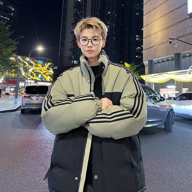 Winter New Splicing Down Cotton Clothes Men's Couple Loose Bread Clothes Casual Warm Cotton Clothes Jacket Women