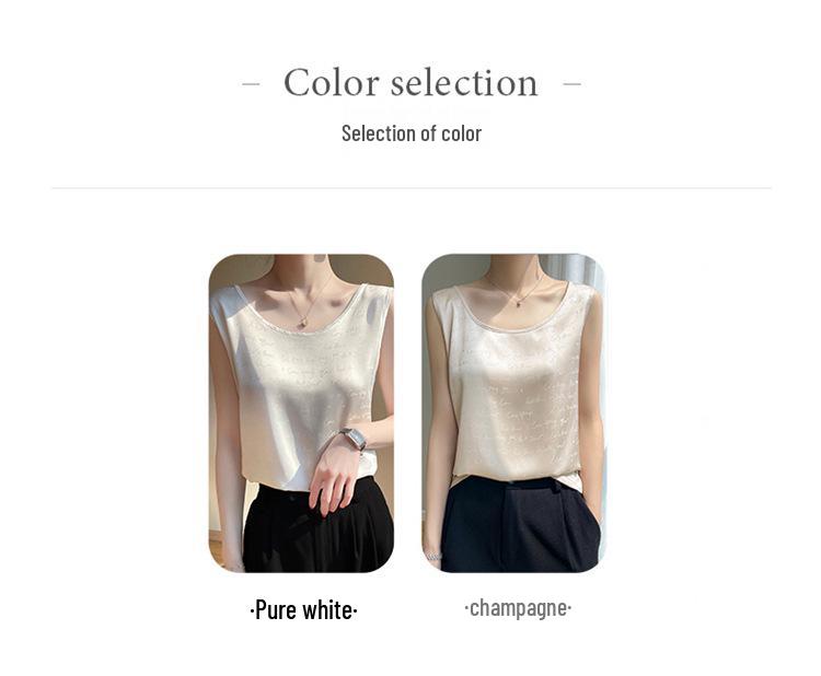 Women's 24-Year Printed Silk Camisole - Round Neck and V-Neck Satin Mulberry Silk Top for Summer Suit Layering