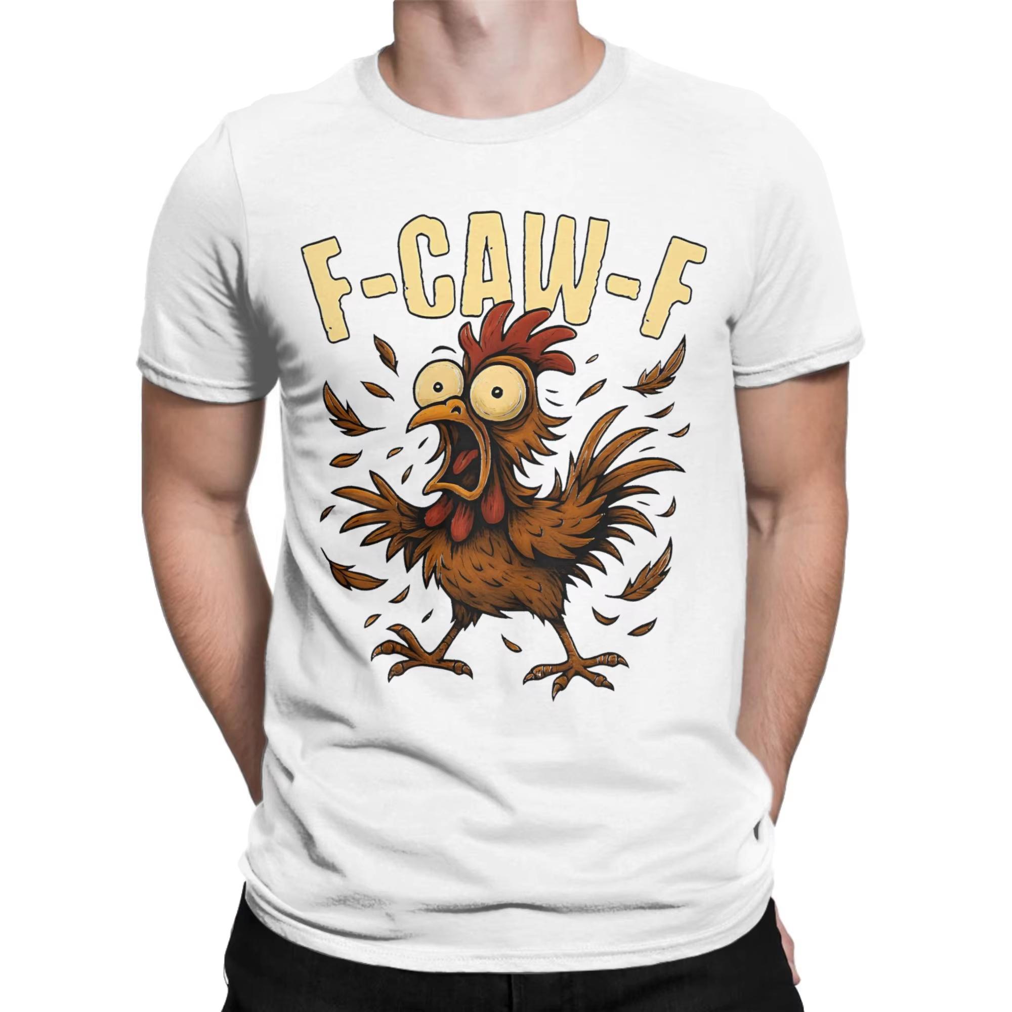 Funly F Caw F Chicken Printed T Shirt Graphic T Shirt High Quality Men s and Women s Short Sleeve T Shirt Men s Sportswear Tops S