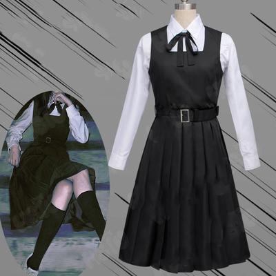 Mitaka Asa Cosplay Kostüm Anime Testere Adam Cosplay Siyah Üniforma Pileli Etek Savaş Iblis Cosplay Japon okul üniforması