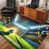 Creative Soccer Field Print Floor Mat, Sports Theme Non-Slip Washable Rug, Indoor Outdoor Decor Carpet for Living Room Patio