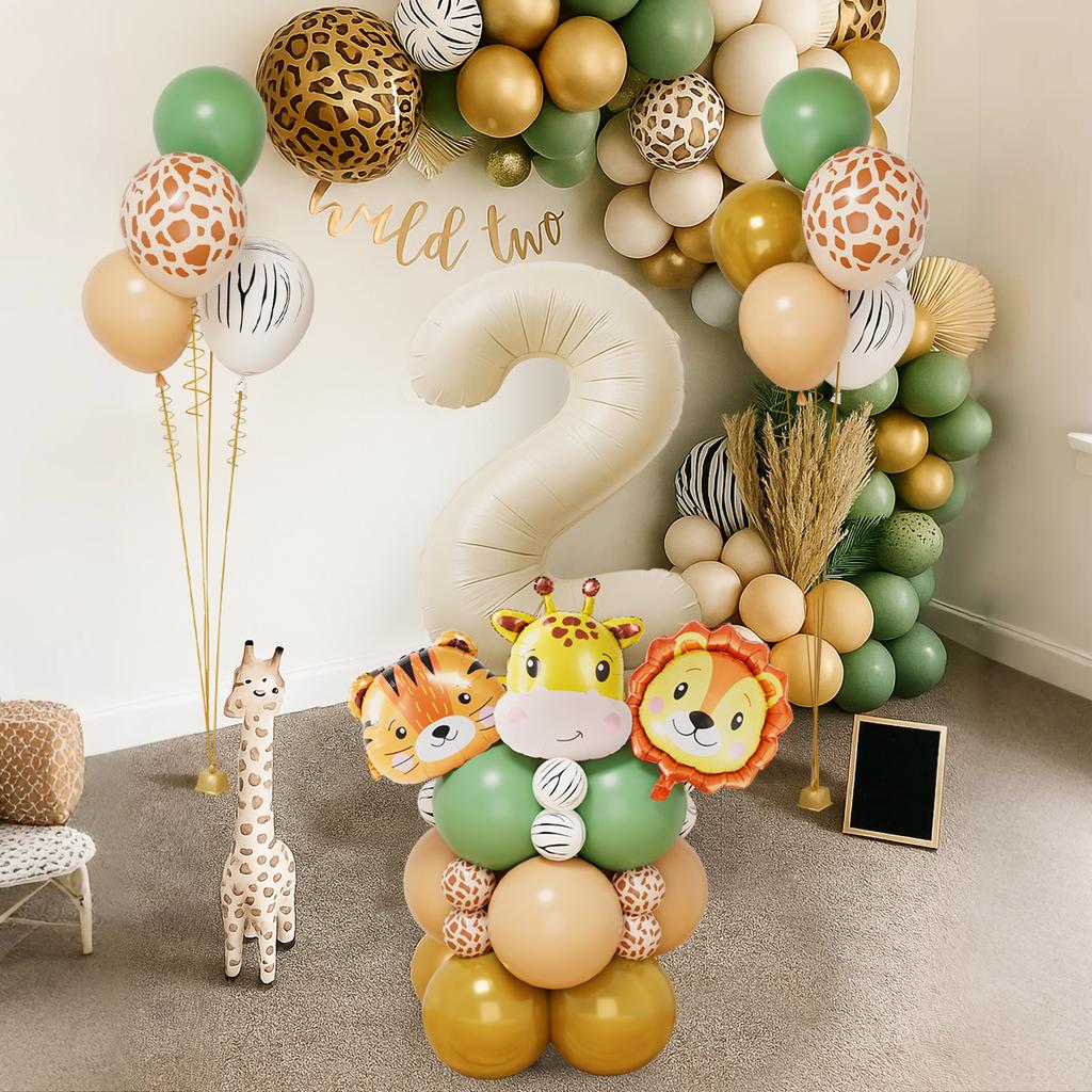 Jungle Animal Balloon Bunch Happy 1st Birthday Party Decorations Kids Favor Gifts Safari Animal Balloons Baby Shower Supplies