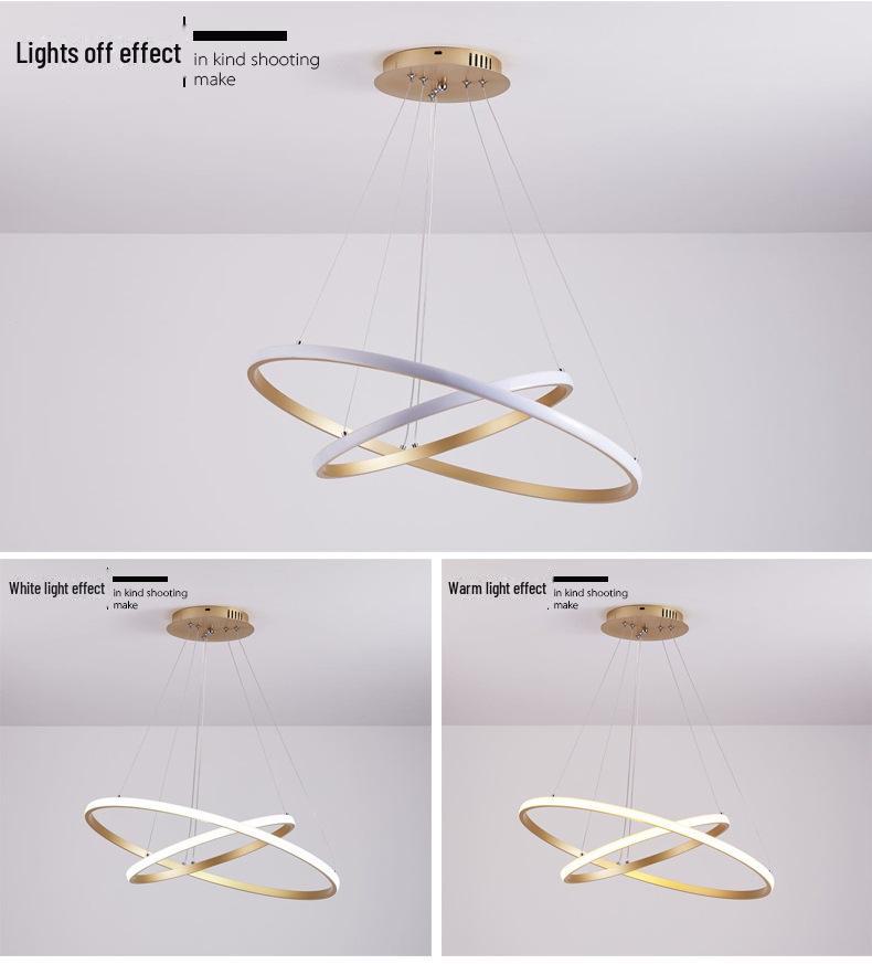 Nordic Modern Golden Ring Chandelier for Living Room, Duplex, Lobby, Bedroom, or Restaurant.