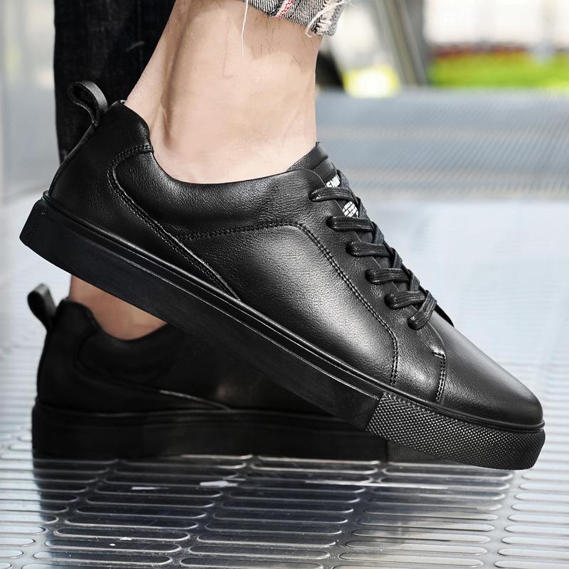 Men's shoes spring trend British men's casual leather shoes soft sole white shoes sports shoes board shoes