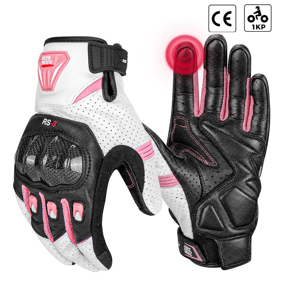 KEMIMOTO Retro Leather Motorcycle Gloves CE