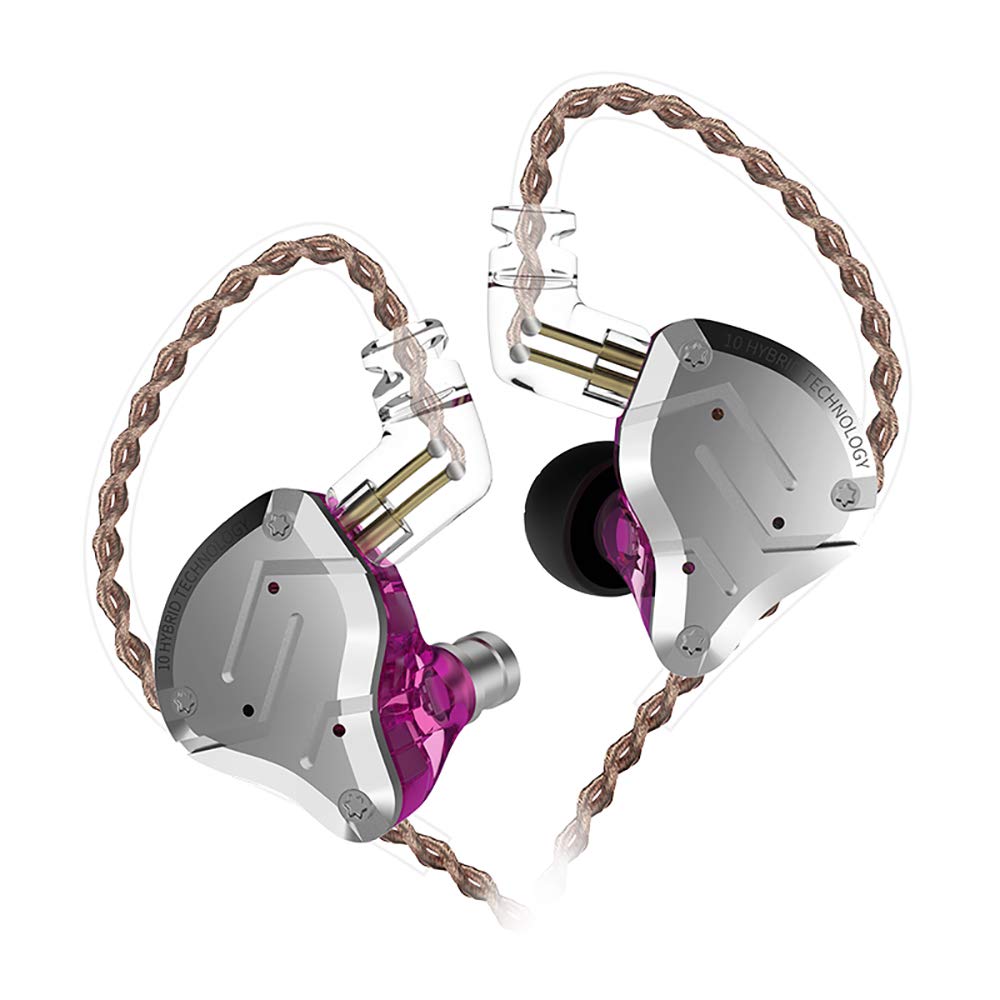 Yinyoo KZ ZS10 PRO Wired HiFi Hybrid No In-Ear Earphones, 4BA+1DD In-Ear Monitors, 2-Pin 0.78mm Earphones, Re-cabled, High-Fidelity Sound, Closed-Back