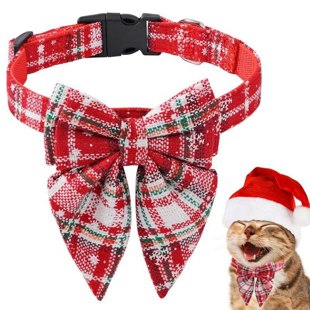 Fashion Safety Buckle Adjustable Pet Bowknot Christmas Dog Bows Cat Kitten Collar Dog Bell