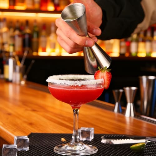 WOMLEX Stainless Steel Measuring Cup with Graduated Markings, Jigger Cup for Cocktails and Whiskey (Black, 30ml/60ml)