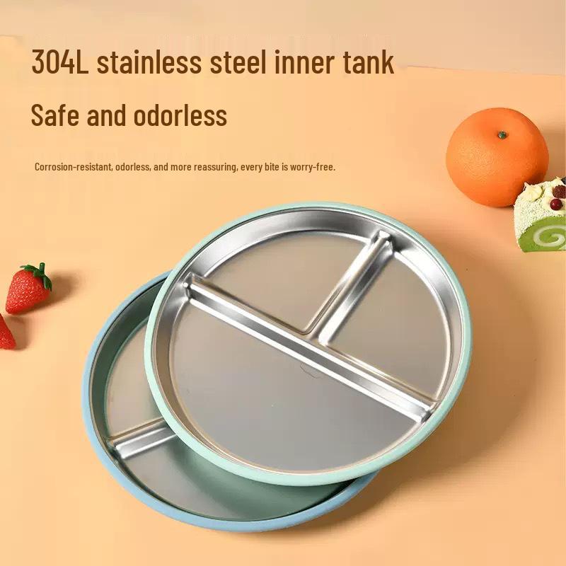 

New Kids’ Stainless Steel Divided Plate with Suction Cup – Durable, Drop-proof Design темно-синий