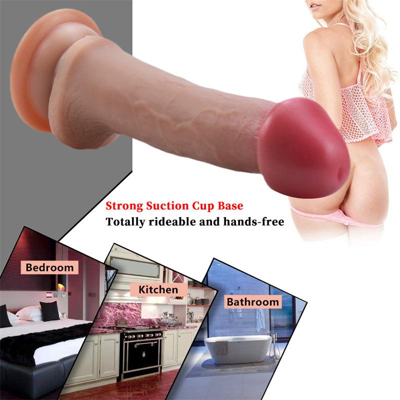 Weiblicher eiloser großer Kopf, dicker Simulationsdildo, superweicher Silikon-weiblicher Masturbator, Sauger, Sex-Penis