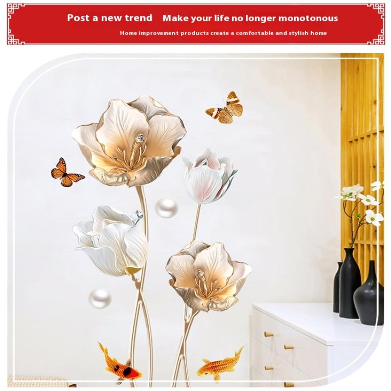 Beautiful Flower Wall Sticker For Living Room Background Decor Self-Adhesive Home Decor