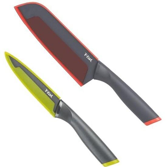Tefal Santoku Knife 16.5cm Utility 12cm 2-piece set Titanium reinforced coating Food does not stick easily Fresh Kitchen 2 protective cover K13482