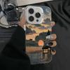 Mountain sunset illustration color silver shell for apple 16/15/14 pro mobile phone case 15promax13/12/11X