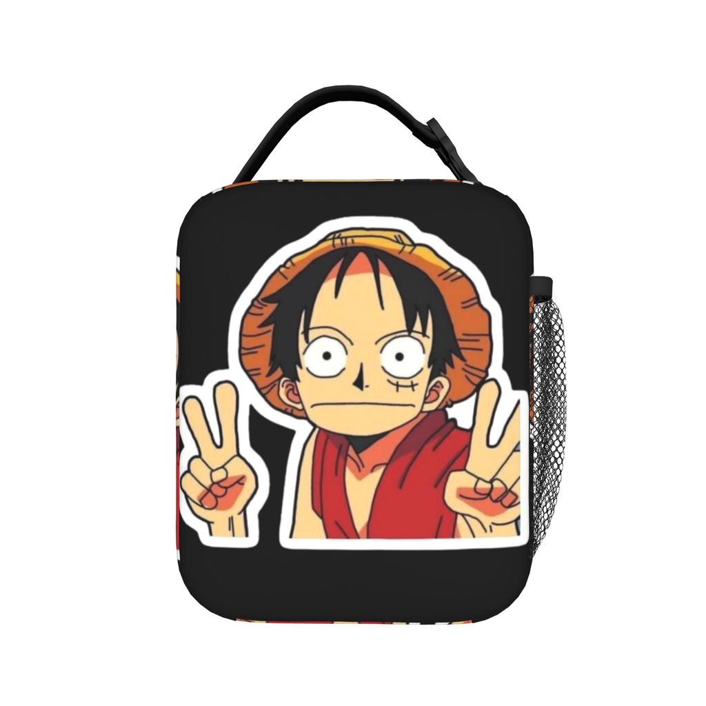 The Cheerful Pirate Flashing Signs Lunch Bag Anime One Piece Funny Lunch Box For Child Cooler Bag Thermal Tote Handbags