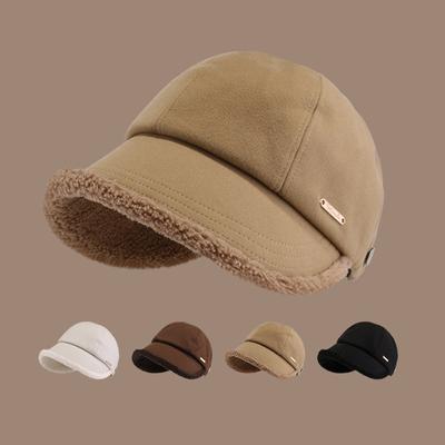 Custom Logo for Unisex Fisherman Sheep Wool Hats Adjustable Baseball Cap Outdoor Warm Double-sided Fluffy