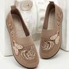 Women's Style Slip Loafers with Floral Embroidery Breathable Knit Non-Slip Shoes for Spring and Summer