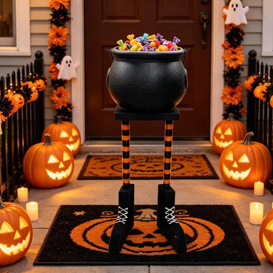 Festival-Feierbedarf Halloween Kessel Süßigkeitenschale, 20 Zoll Hexenbein Schüssel Eimer, Festliche Feiertagsdekorationen für Büro Kunststoff Groß