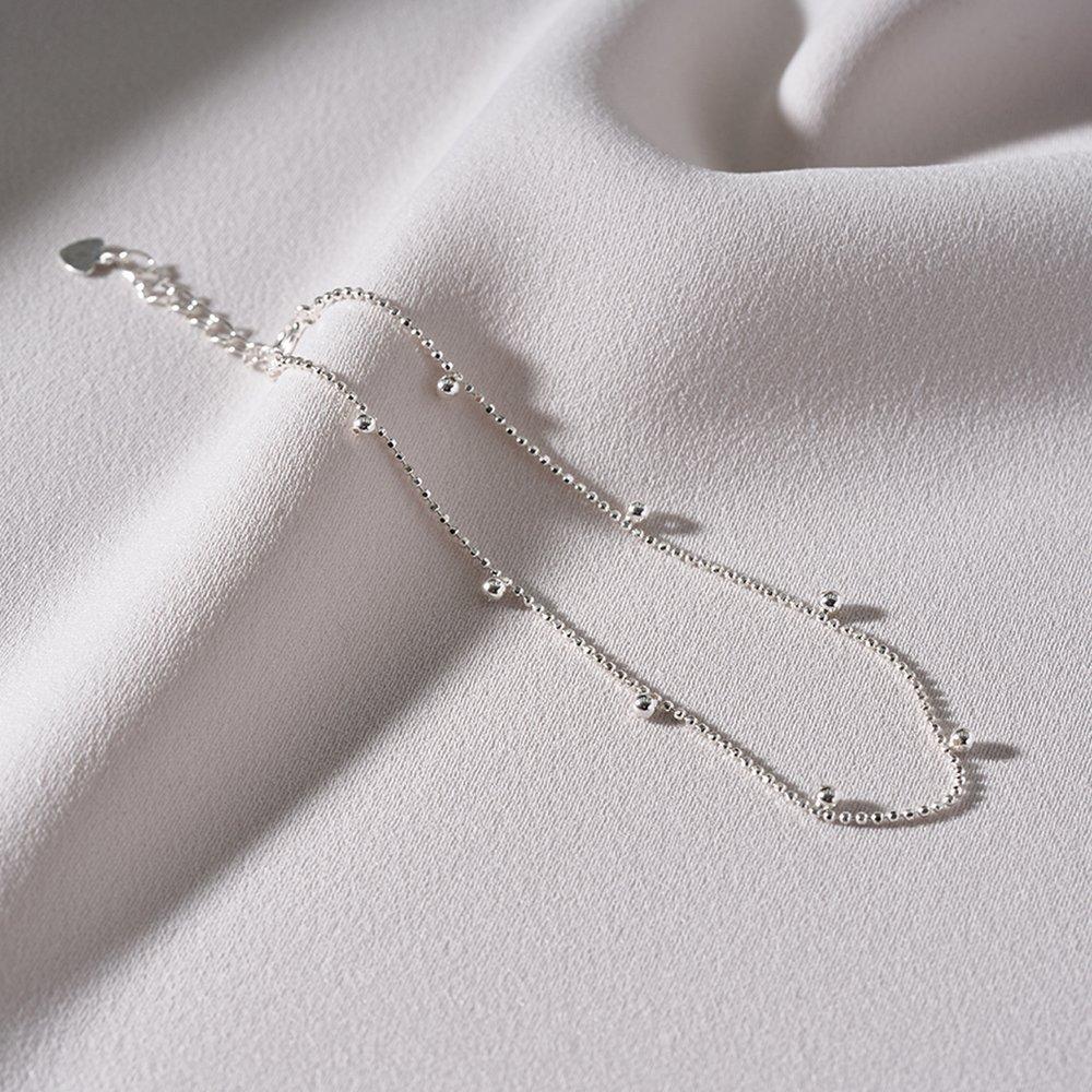 Mimi.J Jewelry 925 Silver Pookie Cut Ball Chain Anklet