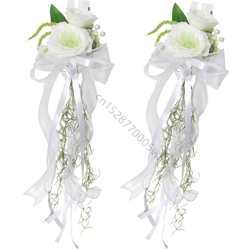 Soft Comfortable Artificial Flower Champagne Glass for Bridal & Banquet Setting AXYD
