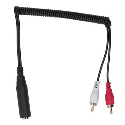 Cablu spiralat 6,35 mm mamă la 2 RCA tată, splitter Y stereo, cablu adaptor microfon pentru boxe