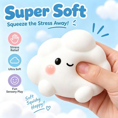 Wolken Squishy Spielzeug Mehlgefüllt Stressabbau Sensorisches Spielzeug, Niedliches Weiches Quetschbares Anti-Angst Fidget Spielzeug, Mehrere Farben Kindergeschenk Partygeschenke