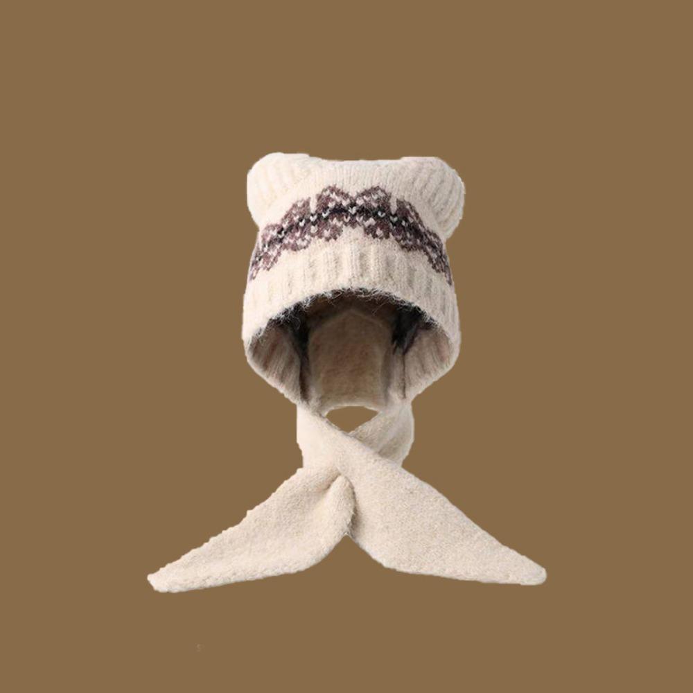 

Ethnic Style Jacquard Knitted Hat Fleece-lined Printing Knit Cap Apparel Accessories