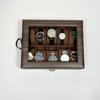 10-Bit Wood Grain Leather Watch Box with Dustproof Glass Cover