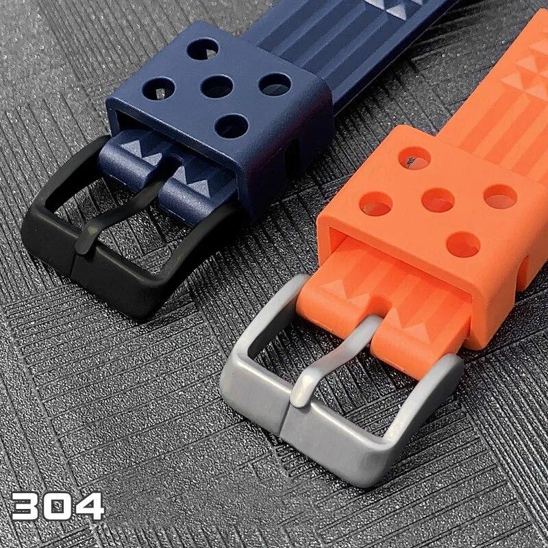 Cinturino in Gomma Waffle 20mm 22mm Fibbia in Acciaio Inossidabile Uomo Sport Impermeabile TPU Sostituisci Cinturino Orologio per Seiko per Citizen Blu