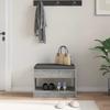 Hall Bench with Cushion and Shelf Concrete Grey 63 X 38 X 45 Cm