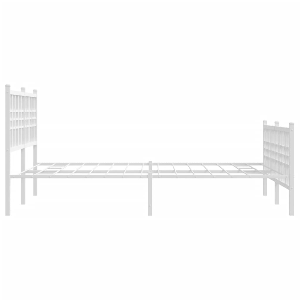 Metal Bed Frame with Headboard and Footboard White 120 X 190 Cm