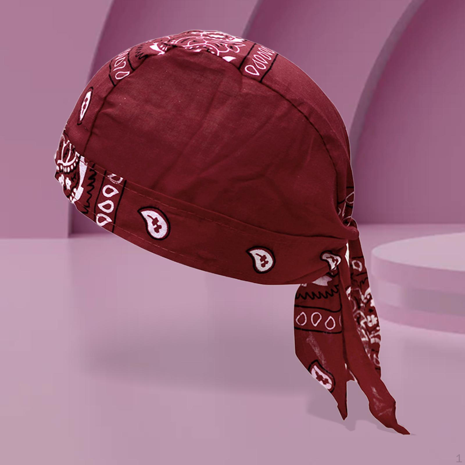 Банданы-шапки, регулируемые шапки-бини, с завязками, пиратские шляпы, повязки на голову, для езды на велосипеде красный