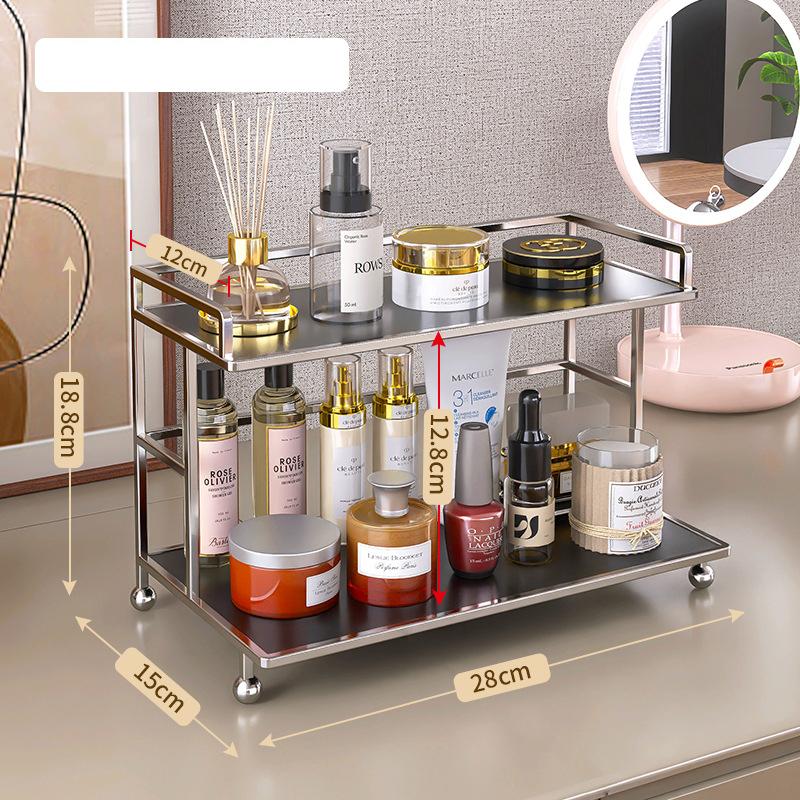 

2Layer Acrylic Cosmetic Organizer Bathroom Vanity Storage Shelf Transparent Makeup Display Countertop Shelf Desktop Bathroom Decor Space Saving Decor
