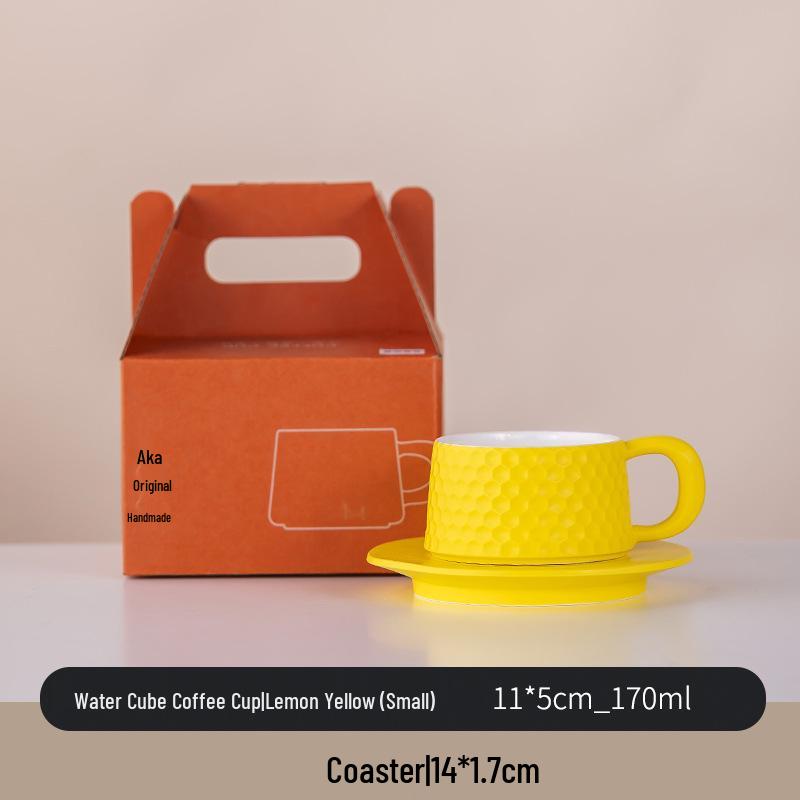 Minimalist Ceramic Coffee Cup & Saucer Set - Light Luxury for Home or Office
