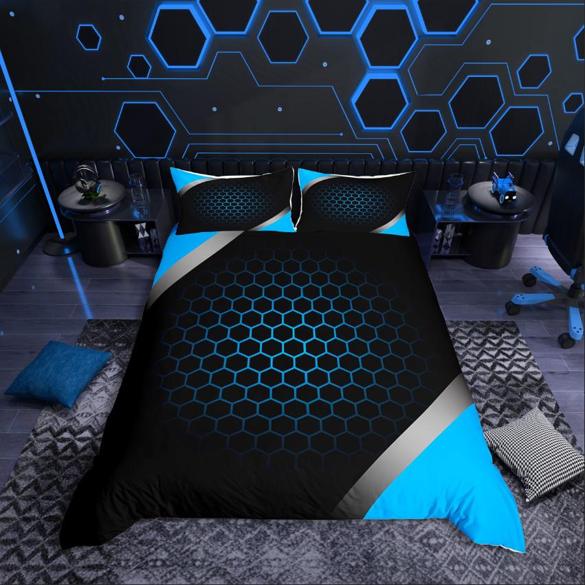 Comforter Homewish Geometric Honeycomb Gradient Hexagon For Teens Bedding Setabstract Geometry Bed Set